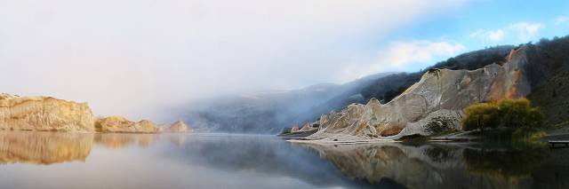 Foggy Morning Blue Lake 3